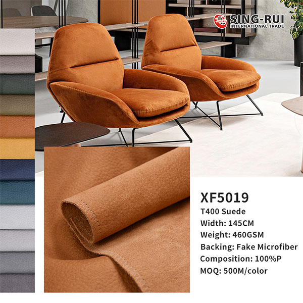 Wholesale cheap 100% Polyester Imitation leather pattern T400 Suede fabric Fake Microfiber backing textile fabric for Upholstery chair sofa
