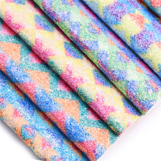 Glitter printed PU leather