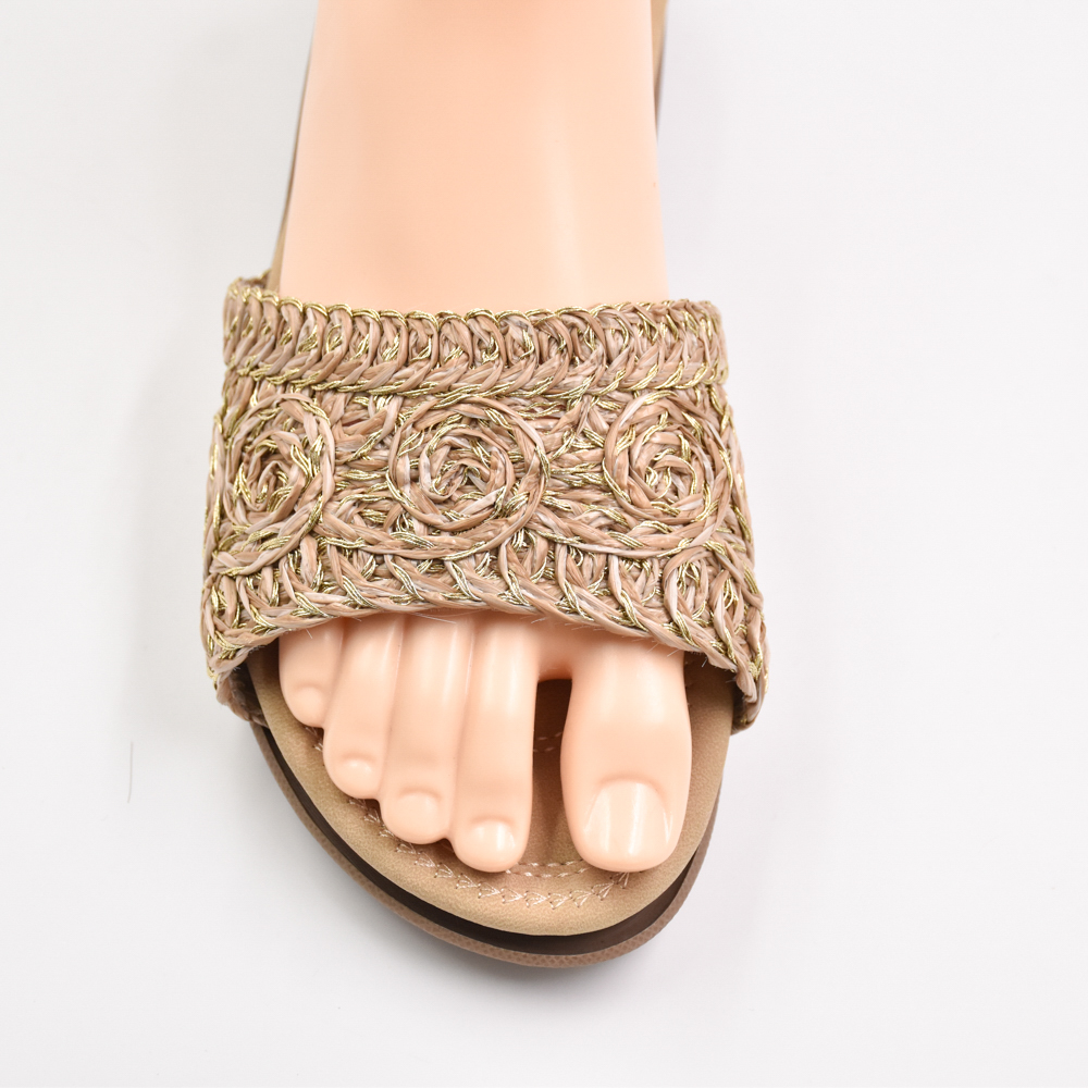 New Popular Hand Knitted Semi-finished pp Raffia Cords Embroidery Shoe Upper Material for Girls Summer Sandals