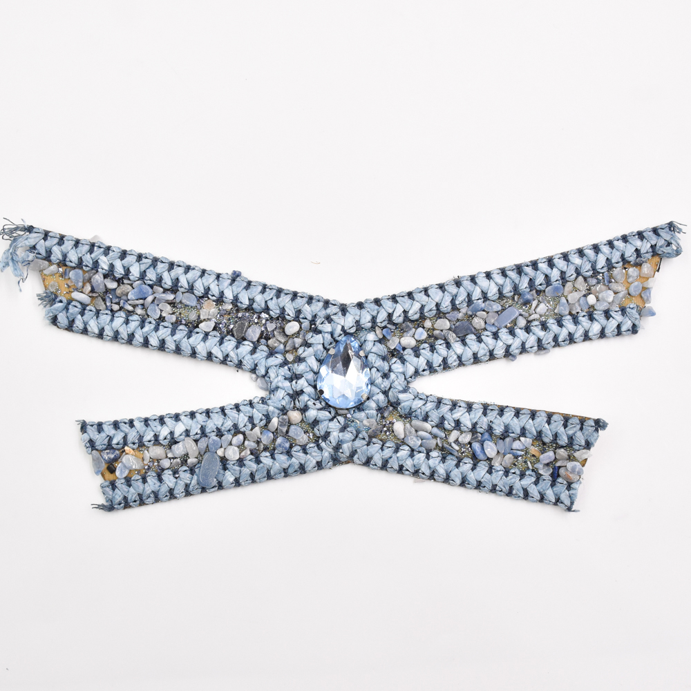 Woven PP Grass Shoe Upper Glass Diamond Rhinestone Semi-Finished Sandal Material