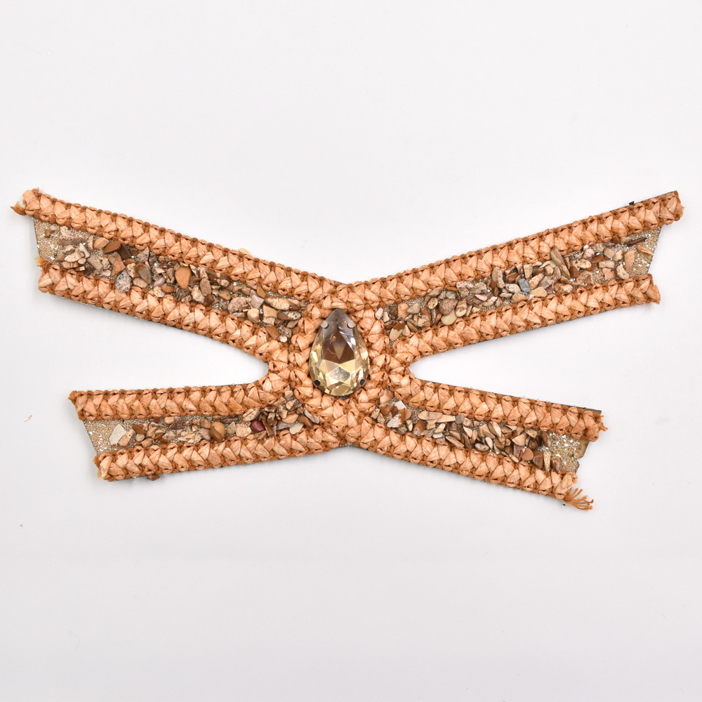 Woven PP Grass Shoe Upper Glass Diamond Rhinestone Semi-Finished Sandal Material