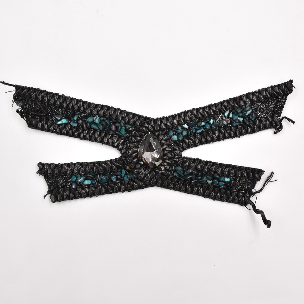 Woven PP Grass Shoe Upper Glass Diamond Rhinestone Semi-Finished Sandal Material
