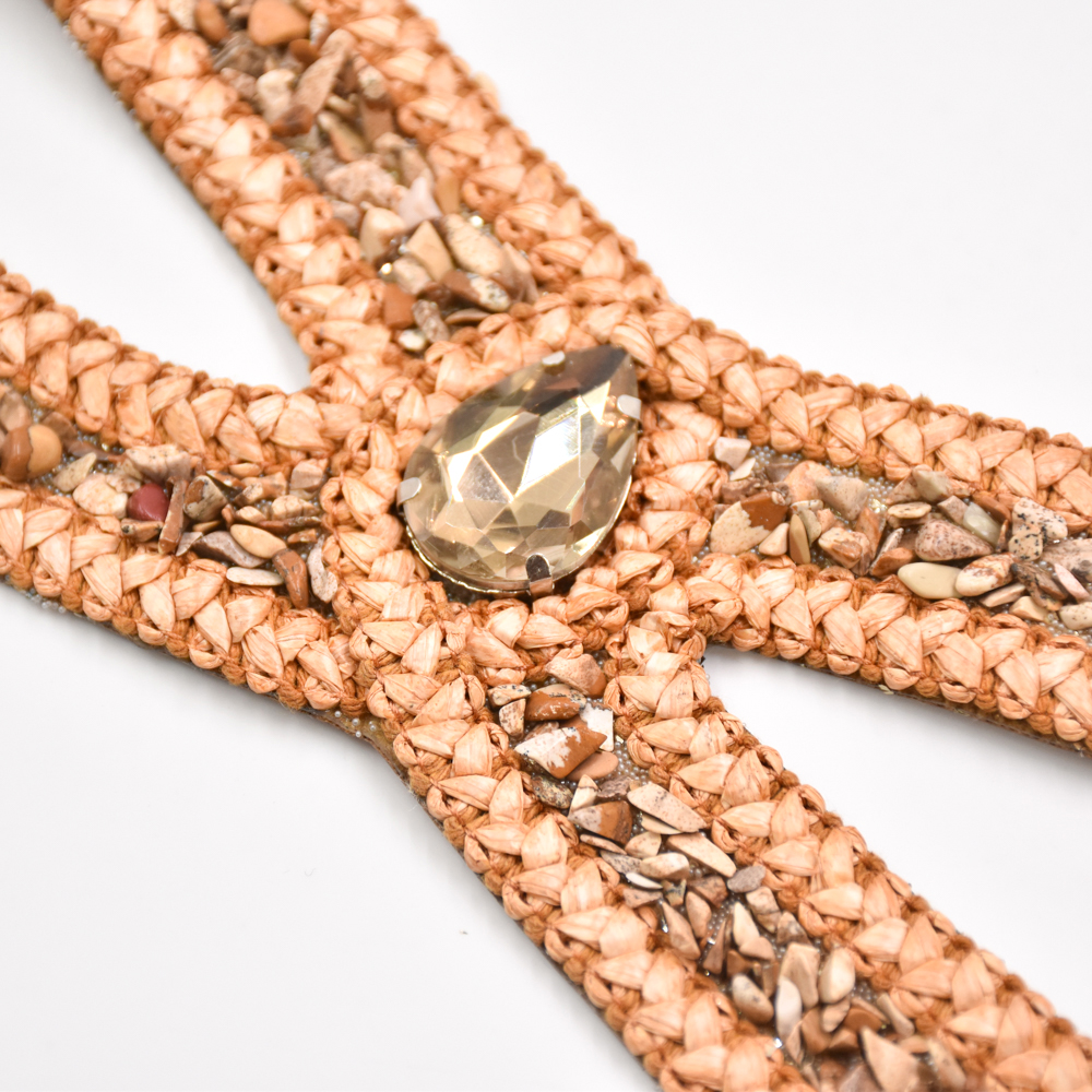 Woven PP Grass Shoe Upper Glass Diamond Rhinestone Semi-Finished Sandal Material