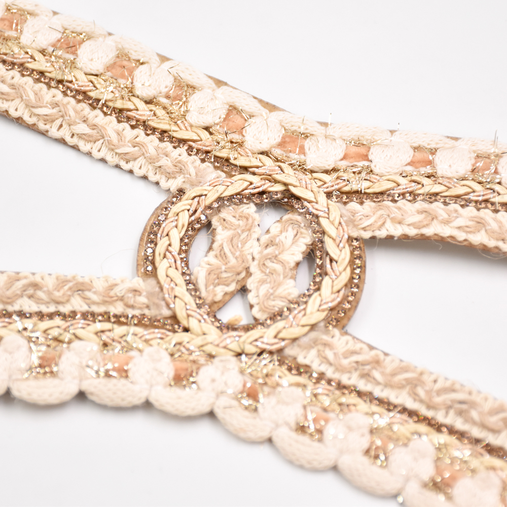 Woven PP Grass Shoe Upper Glass Diamond Rhinestone Semi-Finished Sandal Material