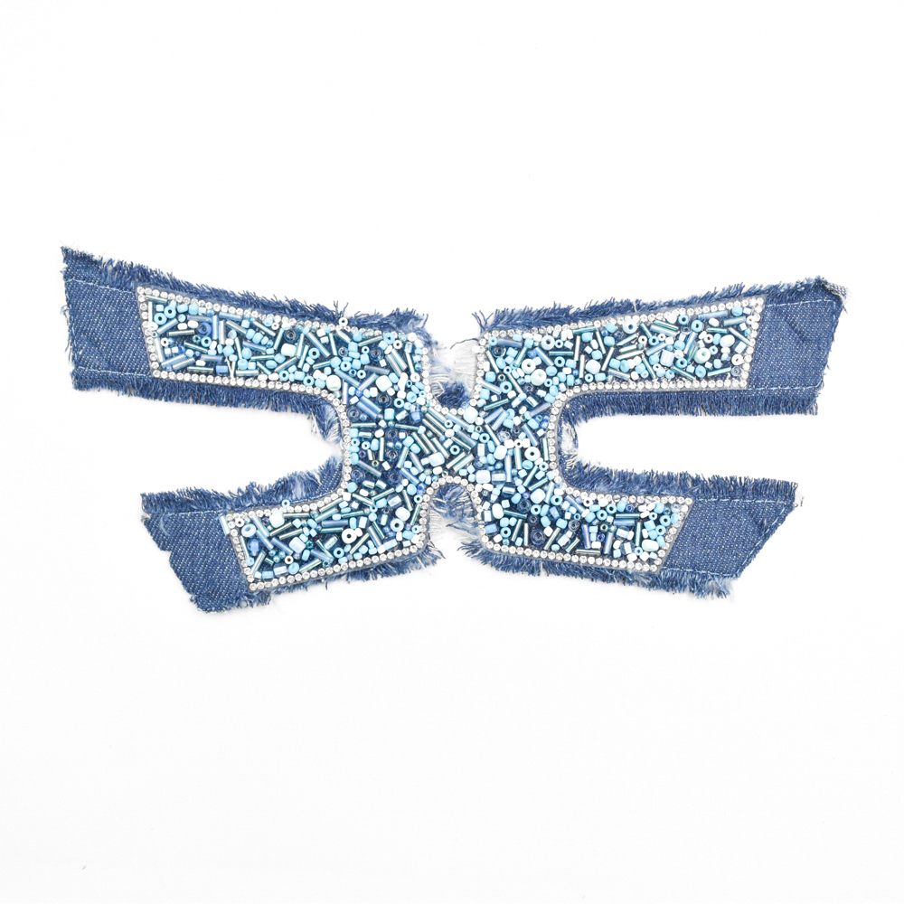 China Manufactures Ladies Shoe Upper Denim Fabric Braided Strap Woven Women Sandals Upper Vamp