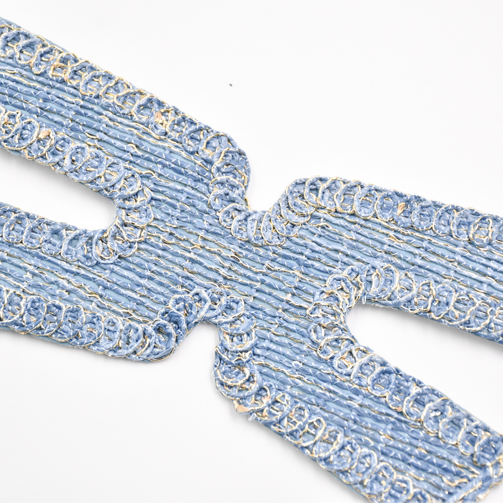 New Popular Hand Knitted Semi-finished pp Raffia Cords Embroidery Shoe Upper Material for Girls Summer Sandals
