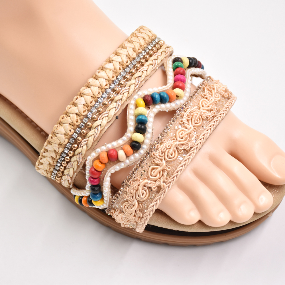 China Manufactures Ladies Shoe Upper Braided Strap Woven Women Sandals Upper Vamp