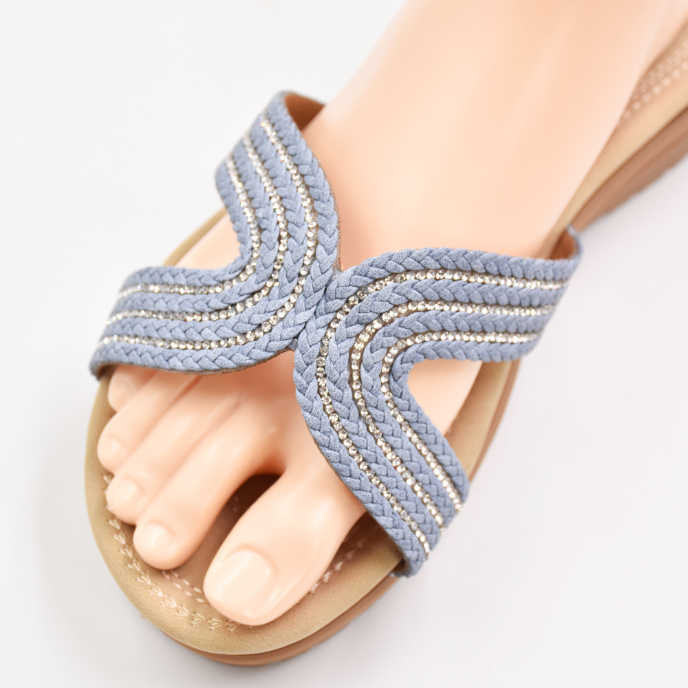 Woven PP Grass Shoe Upper Glass Diamond Rhinestone Semi-Finished Sandal Material