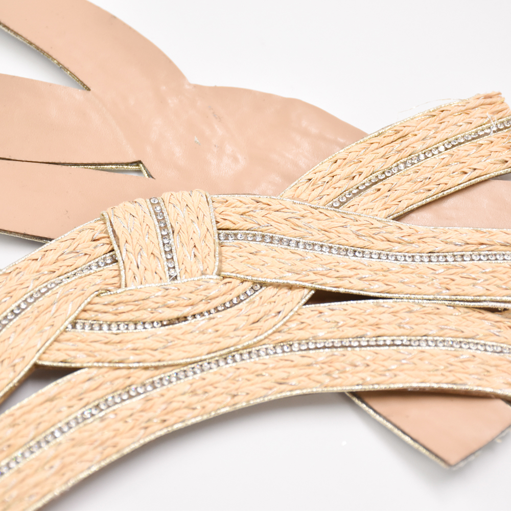 Woven PP Grass Shoe Upper Glass Diamond Rhinestone Semi-Finished Sandal Material