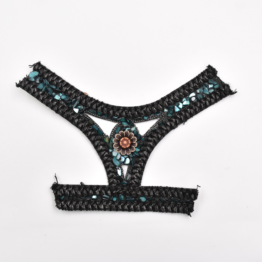 Woven PP Grass Shoe Upper Glass Diamond Rhinestone Semi-Finished Sandal Material