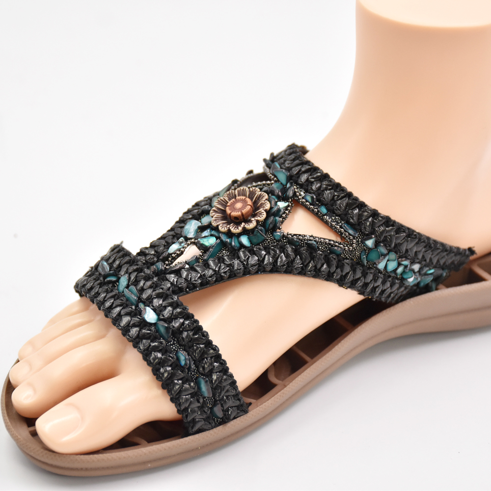 Woven PP Grass Shoe Upper Glass Diamond Rhinestone Semi-Finished Sandal Material