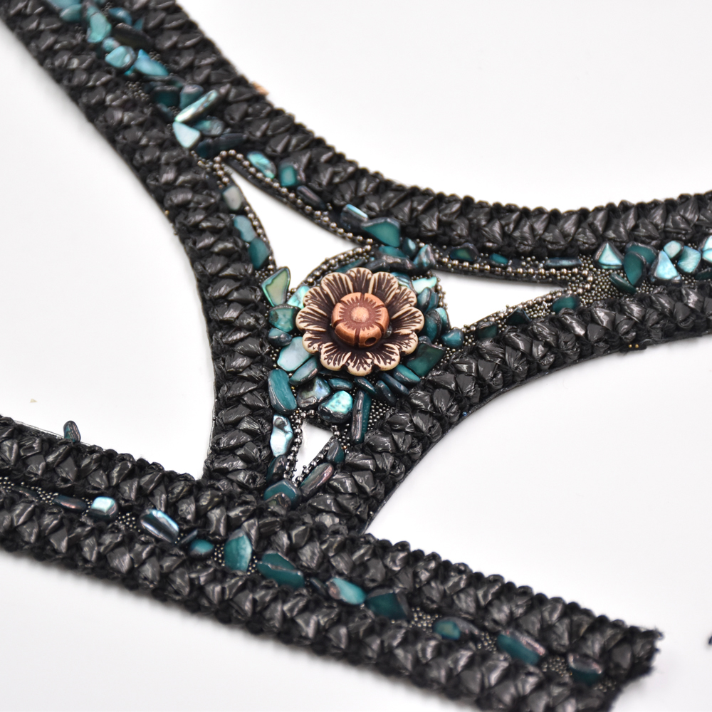 Woven PP Grass Shoe Upper Glass Diamond Rhinestone Semi-Finished Sandal Material
