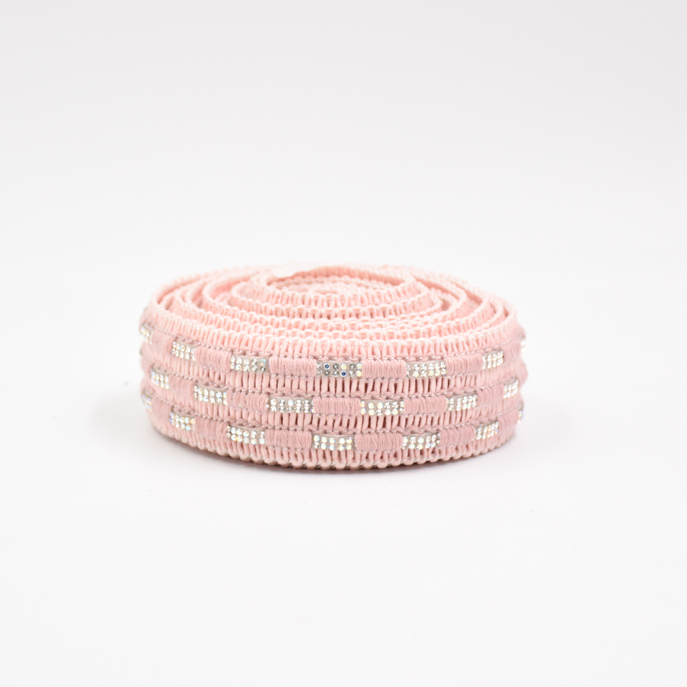 Wholesale 3.5CM Cotton rhinestone Sewing Trims Sandals Decoration Custom Flat Braided Shoelace Strap Ribbon Semi Accessory Jacquard Webbing