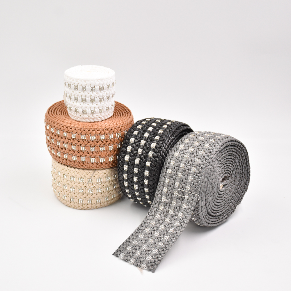 5.5CM Hand Knitted Semi-finished pp Raffia Cords Embroidery Webbing Shoe Upper Material for Girls Summer Sandals