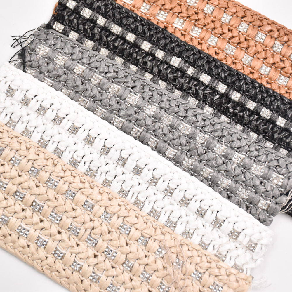 5.5CM Hand Knitted Semi-finished pp Raffia Cords Embroidery Webbing Shoe Upper Material for Girls Summer Sandals