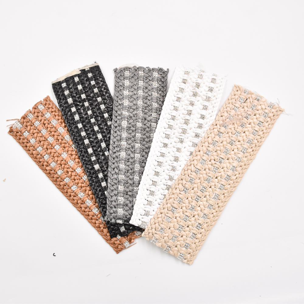 5.5CM Hand Knitted Semi-finished pp Raffia Cords Embroidery Webbing Shoe Upper Material for Girls Summer Sandals
