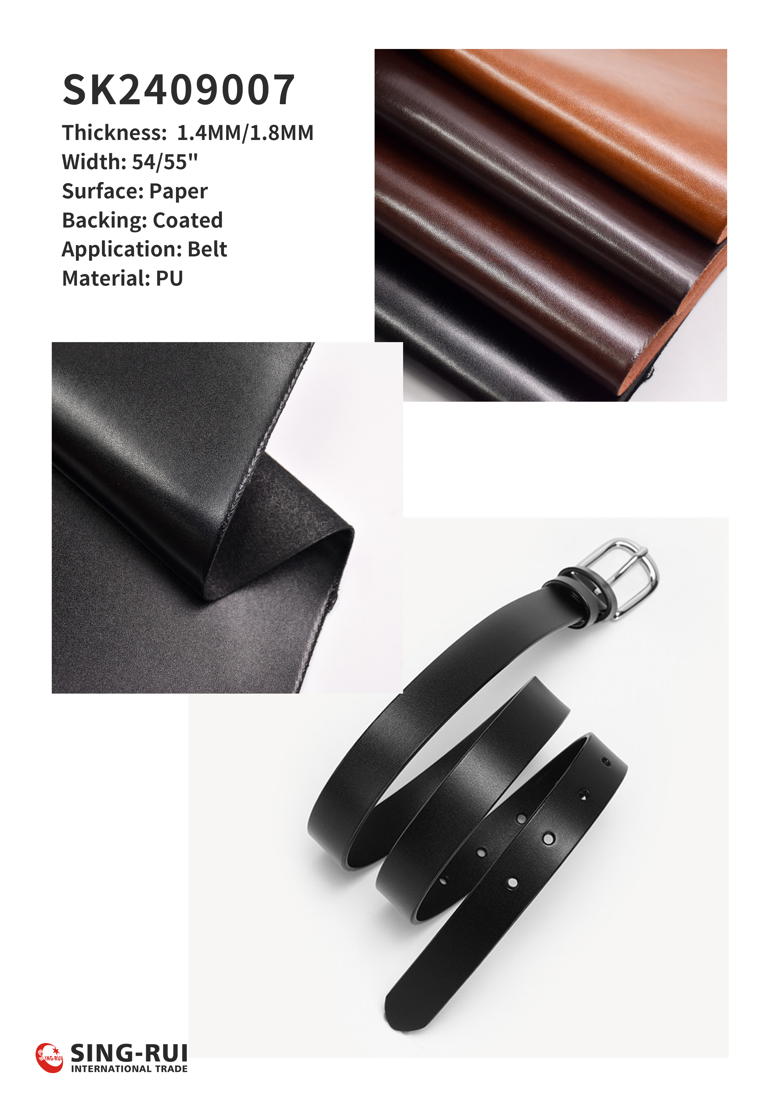 Artificial Leather Synthetic Leather Fabric for Belts