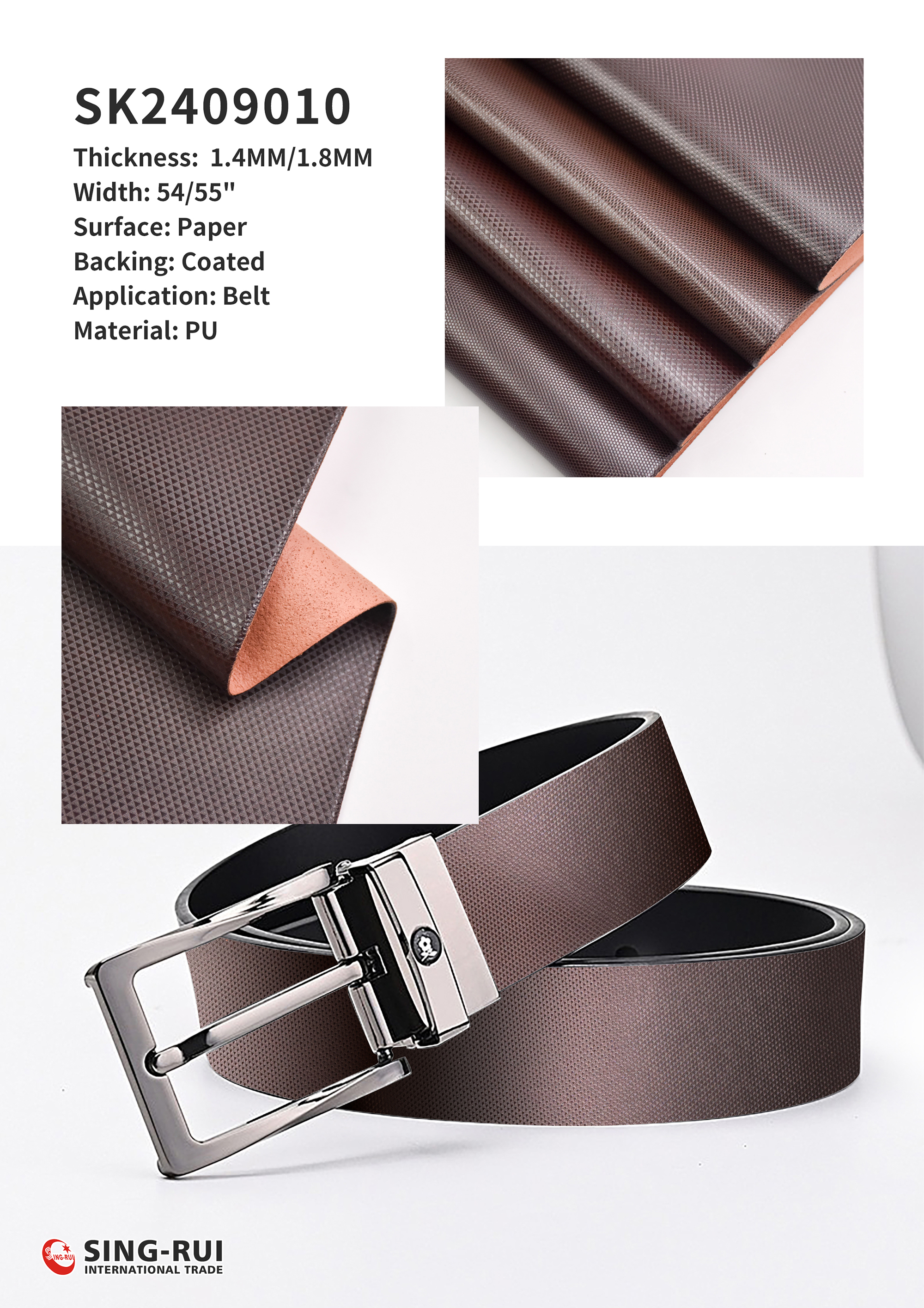 Artificial Leather Synthetic Leather Fabric for Belts