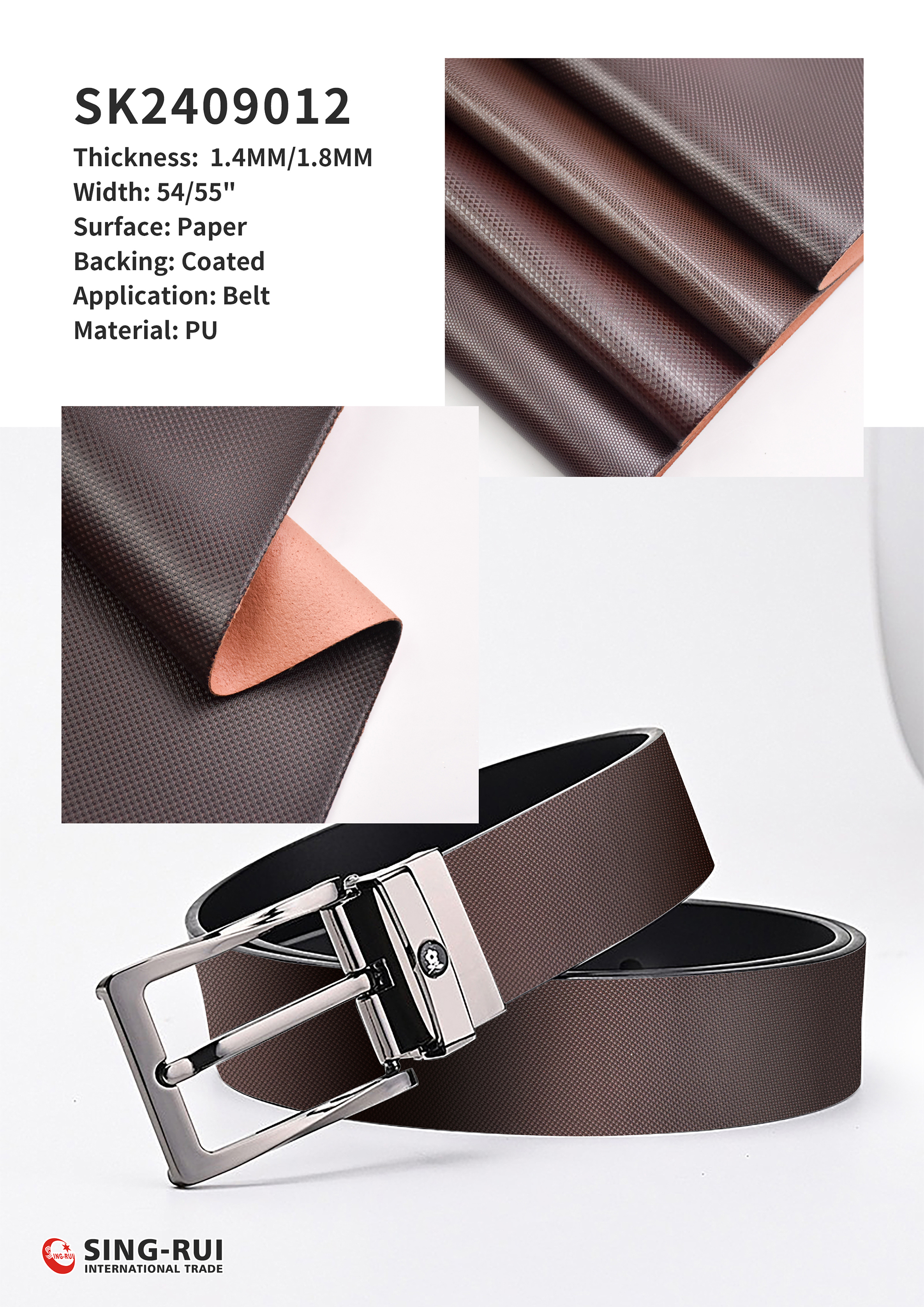 Artificial Leather Synthetic Leather Fabric for Belts