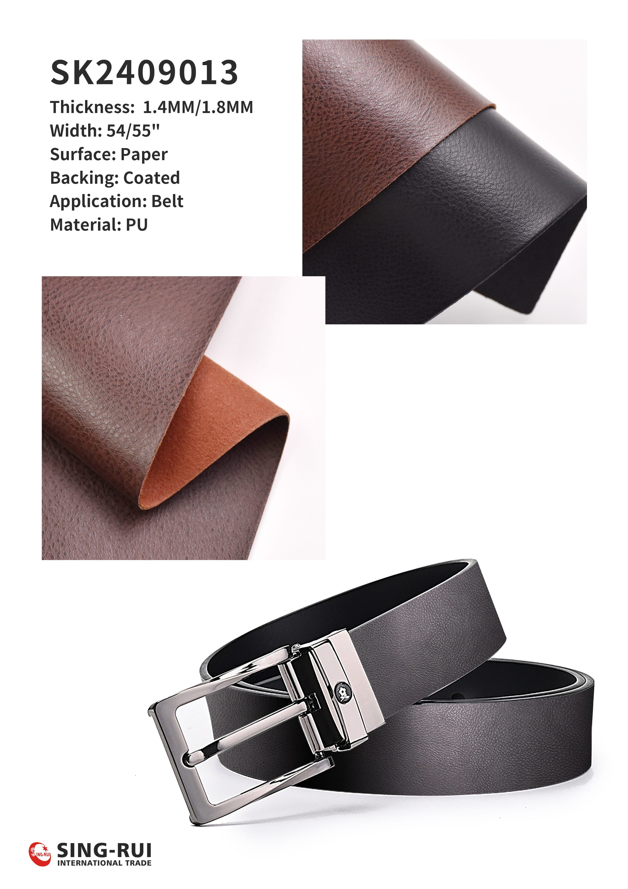Artificial Leather Synthetic Leather Fabric for Belts