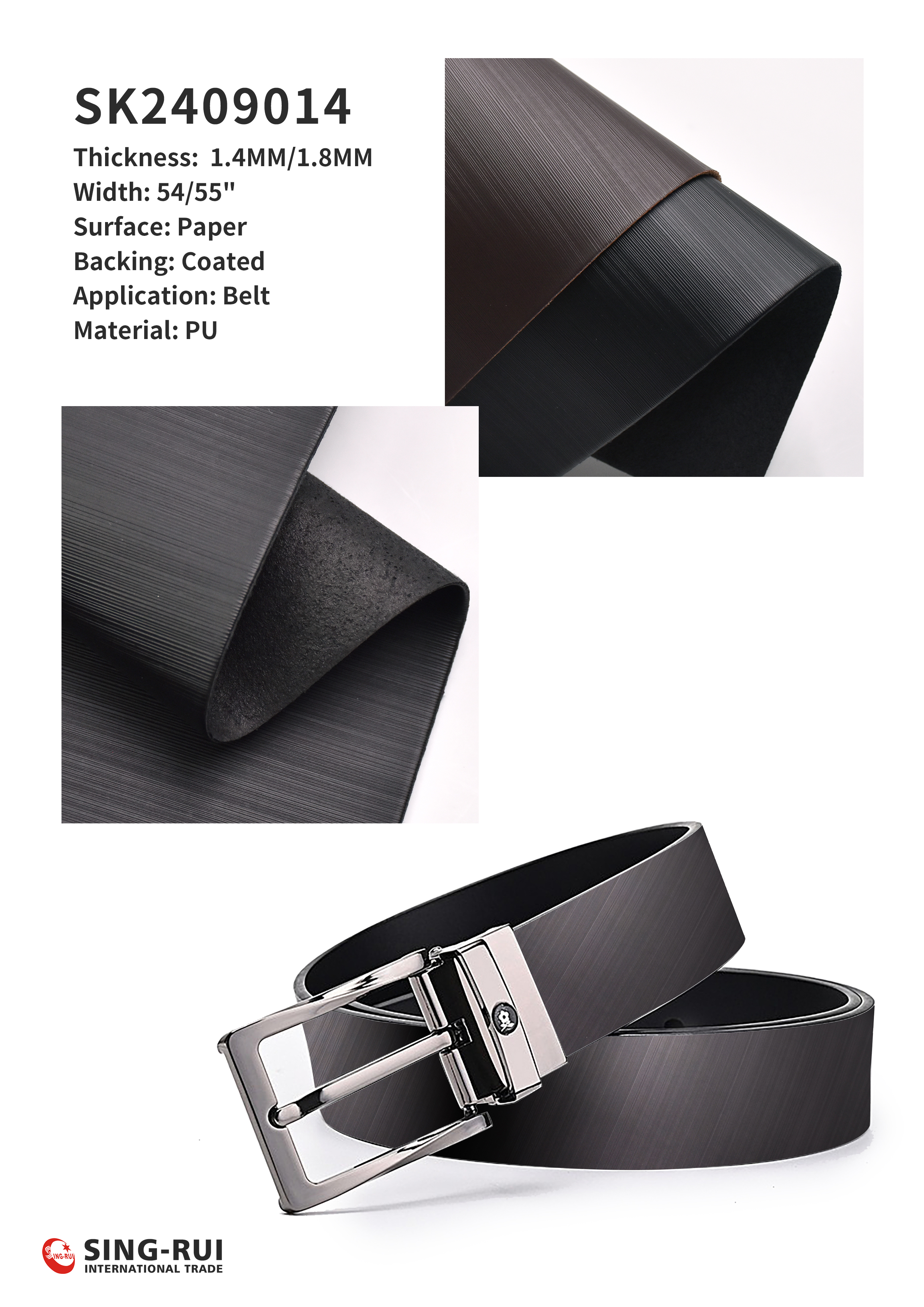 Artificial Leather Synthetic Leather Fabric for Belts