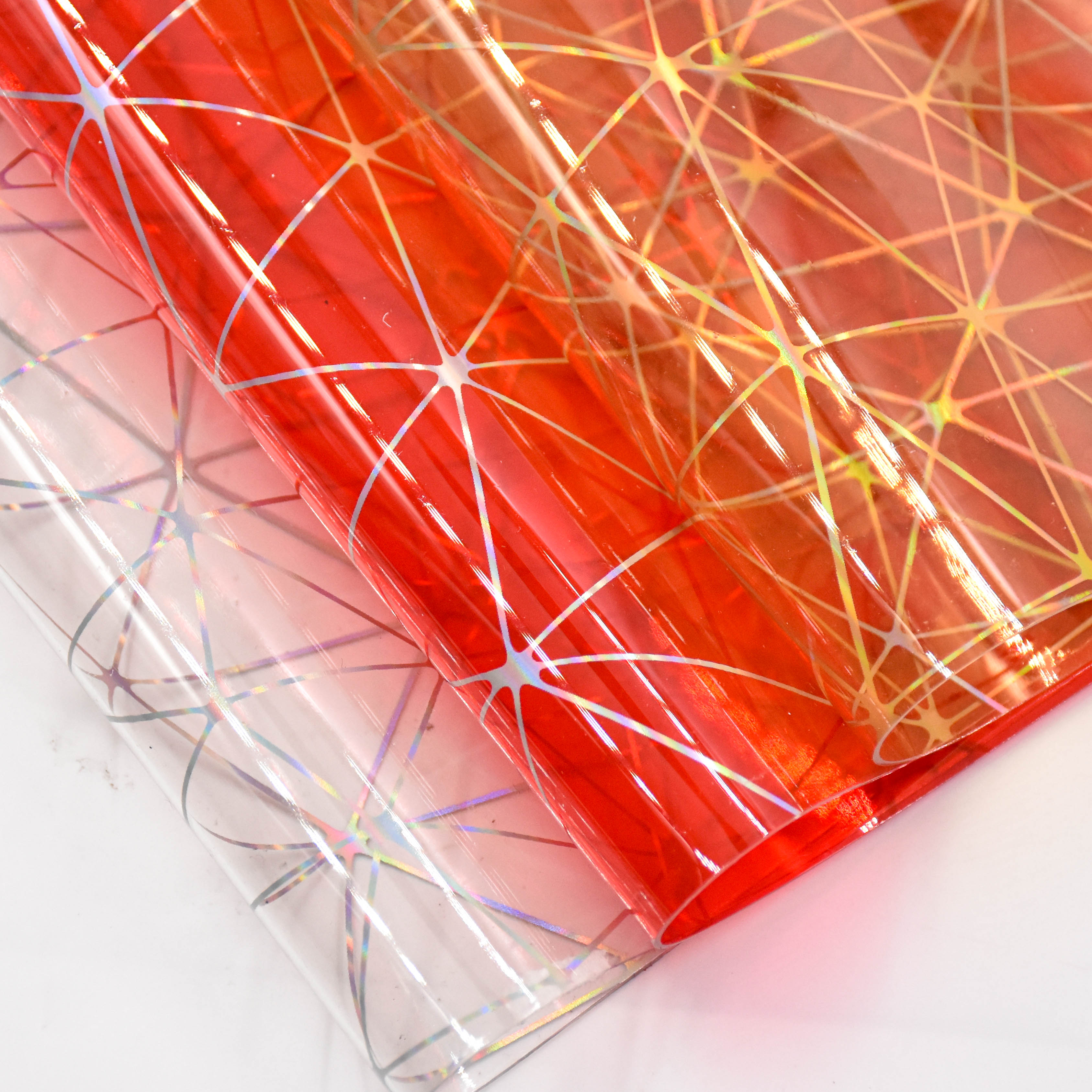 Iridescent Laser-Processed Transparent PVC Film for Shoes