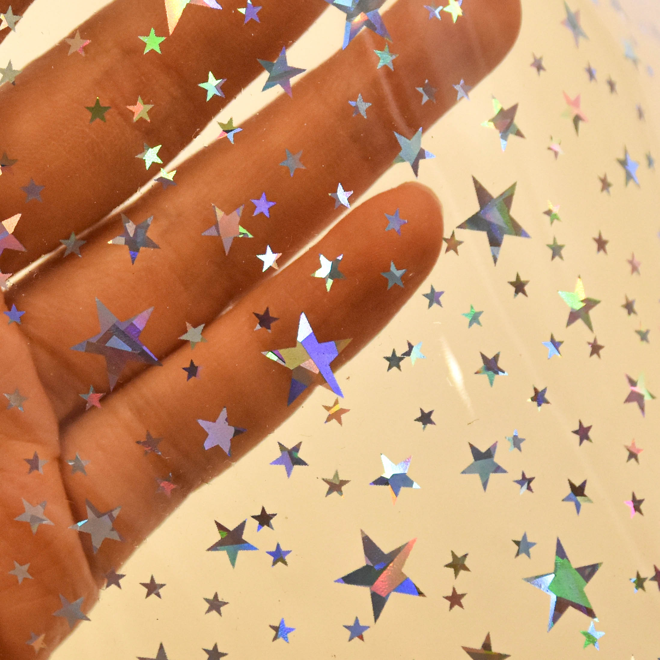 Iridescent Star Laser-Processed Transparent PVC Film is used for shoes
