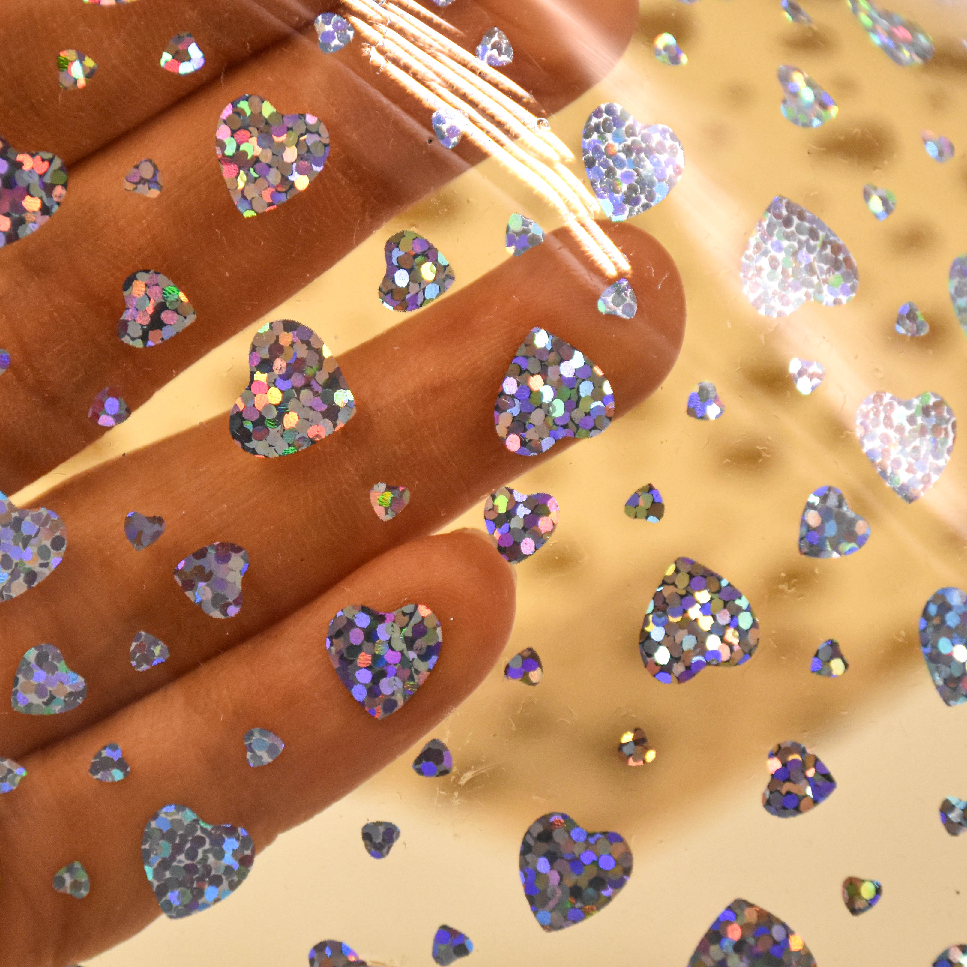 Iridescent Heart Laser-Processed Transparent PVC Film is used for shoes