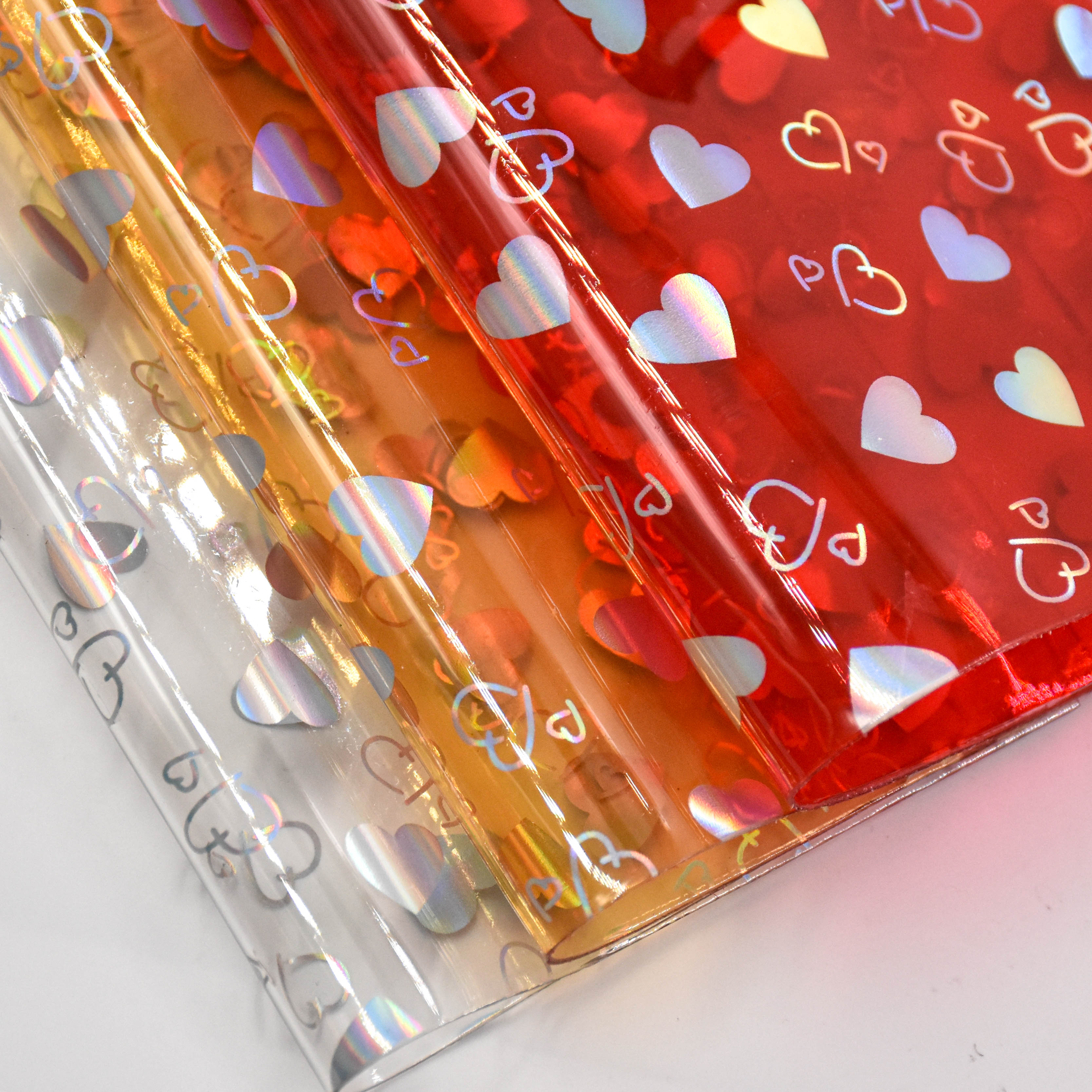 Iridescent Heart Laser-Processed Transparent PVC Film is used for shoes