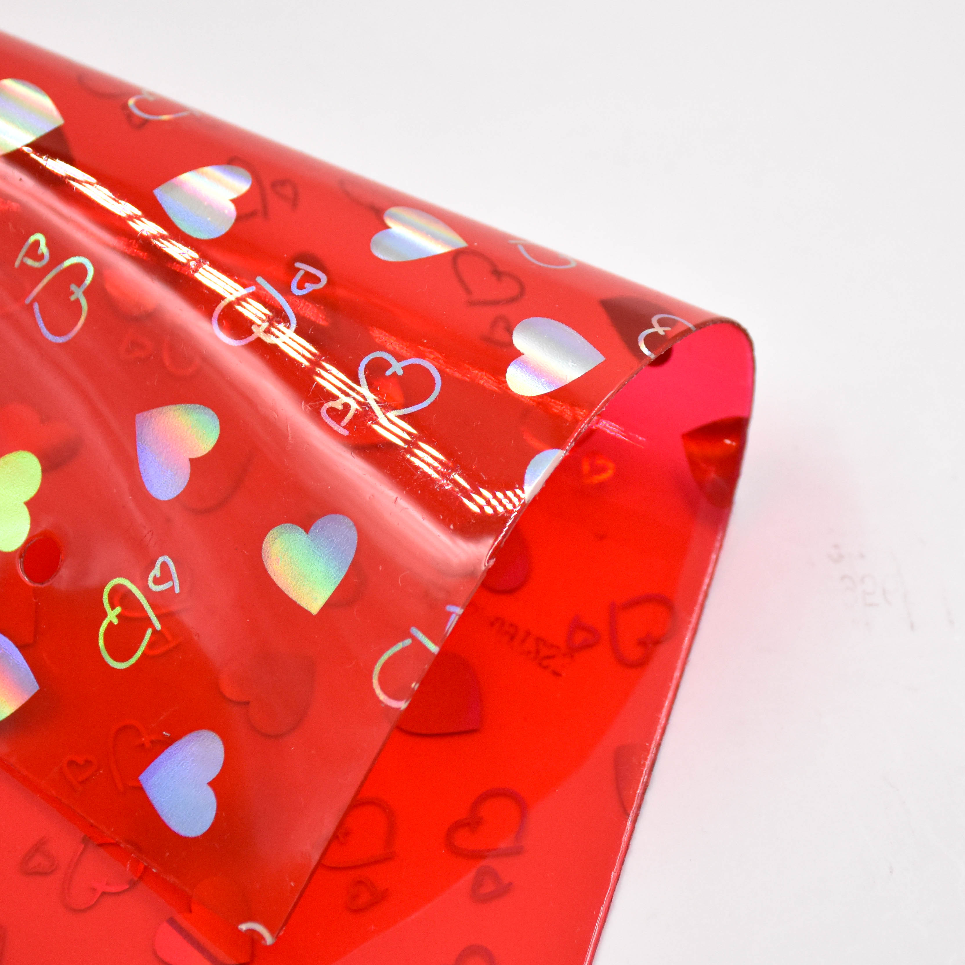 Iridescent Heart Laser-Processed Transparent PVC Film is used for shoes