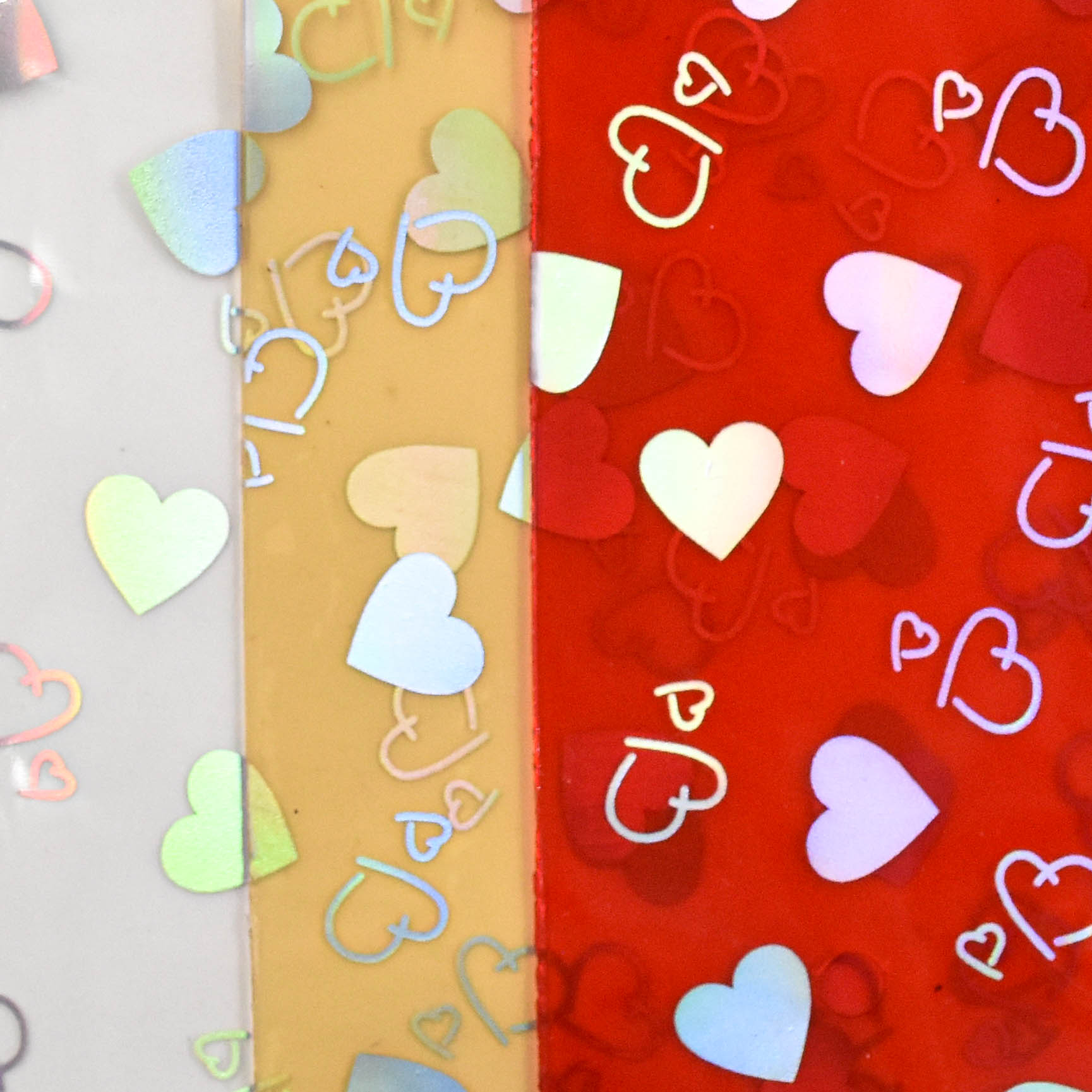 Iridescent Heart Laser-Processed Transparent PVC Film is used for shoes