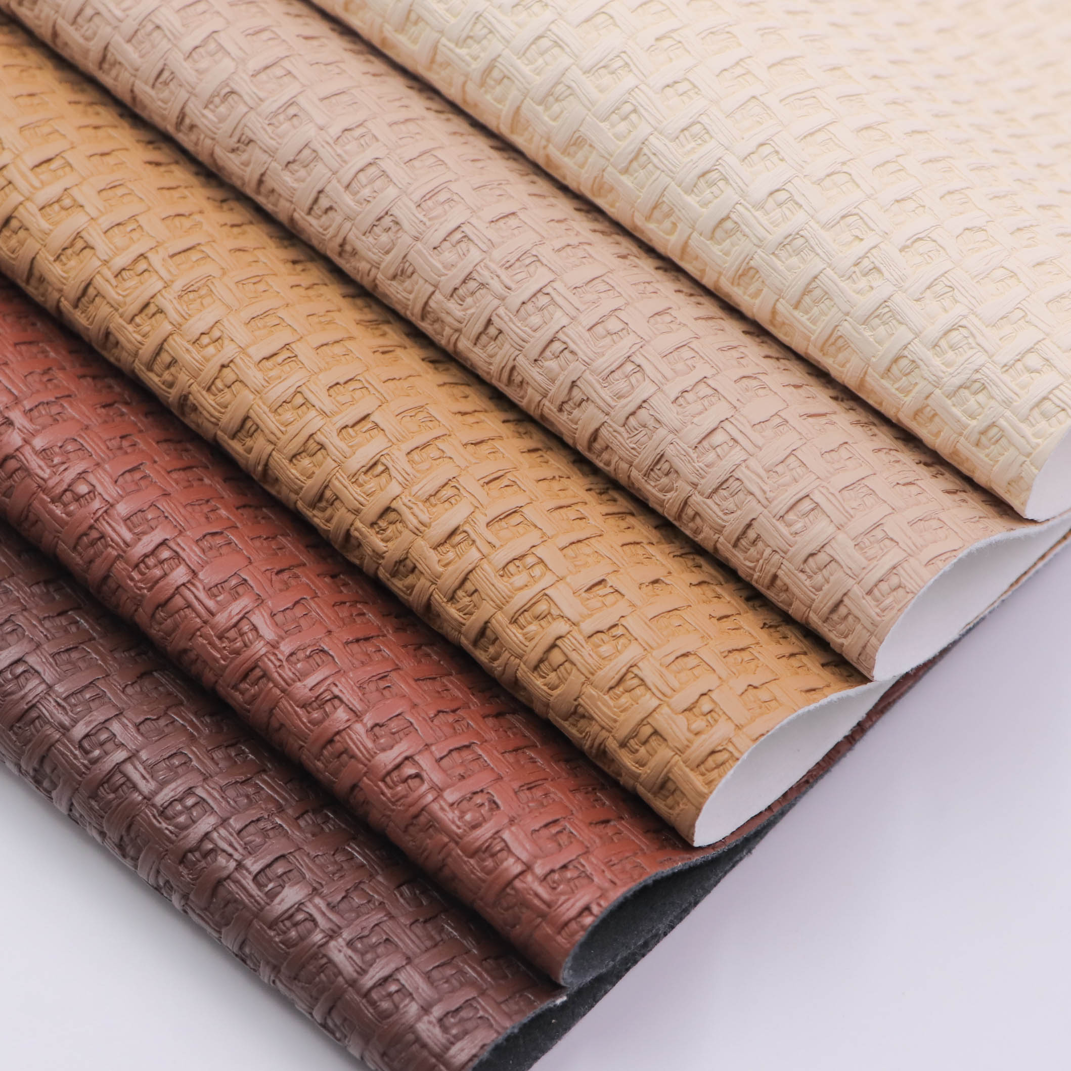 Woven textured leather-like PU leather is used for shoes