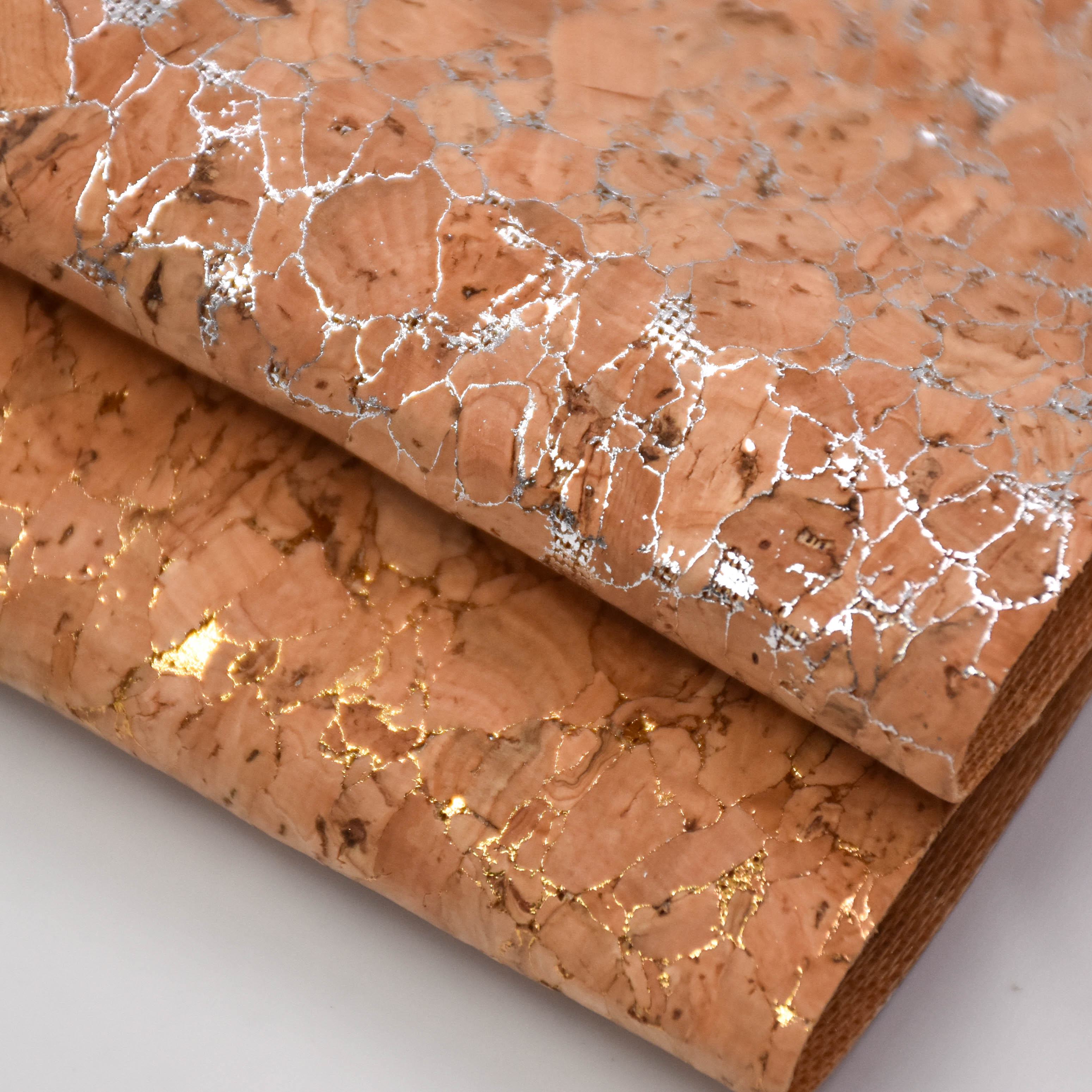 wholesale faux leather fabric Printed cork PU leather 
