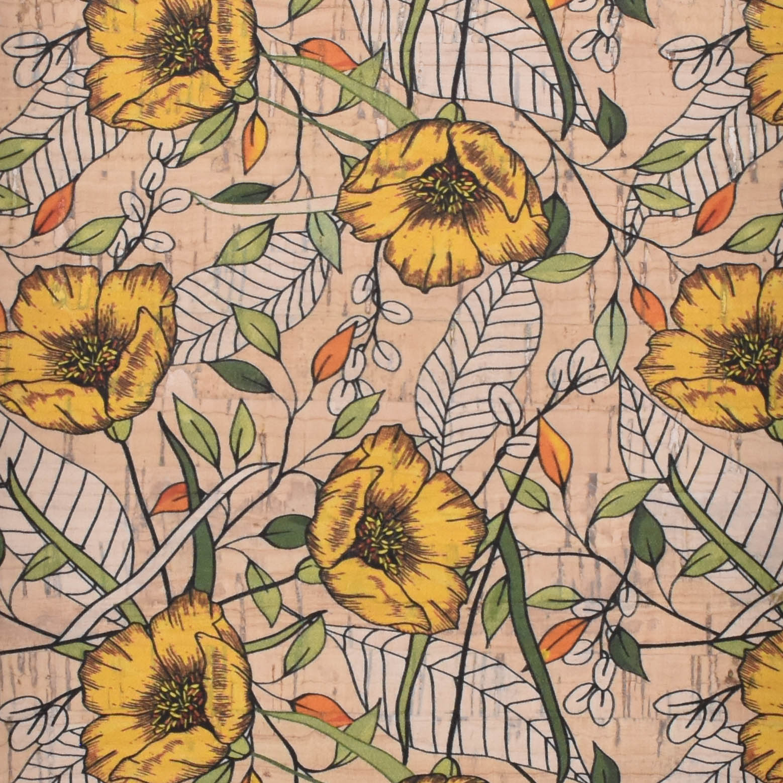 Printed pattern CORK PU LEATHER FOR shoes