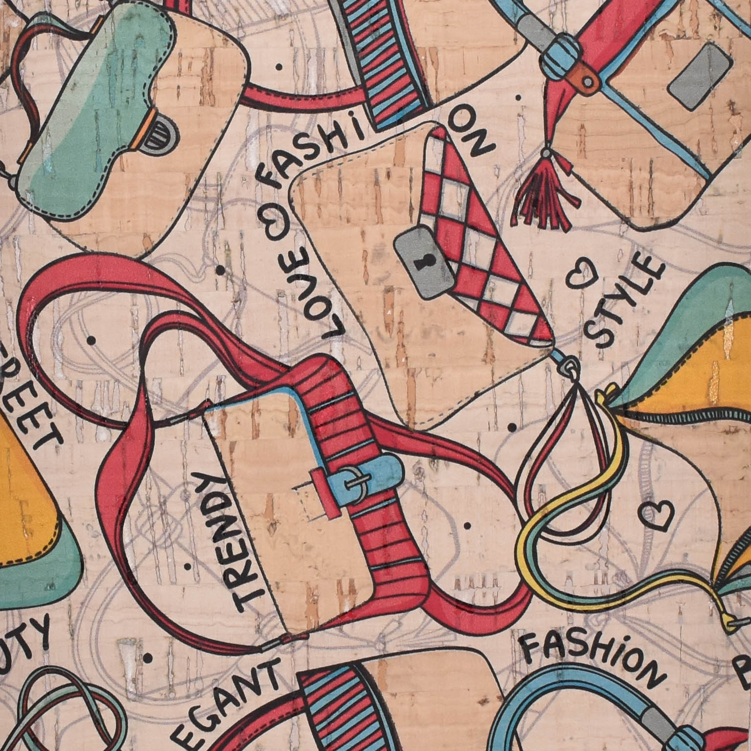 Printed pattern CORK PU LEATHER FOR shoes