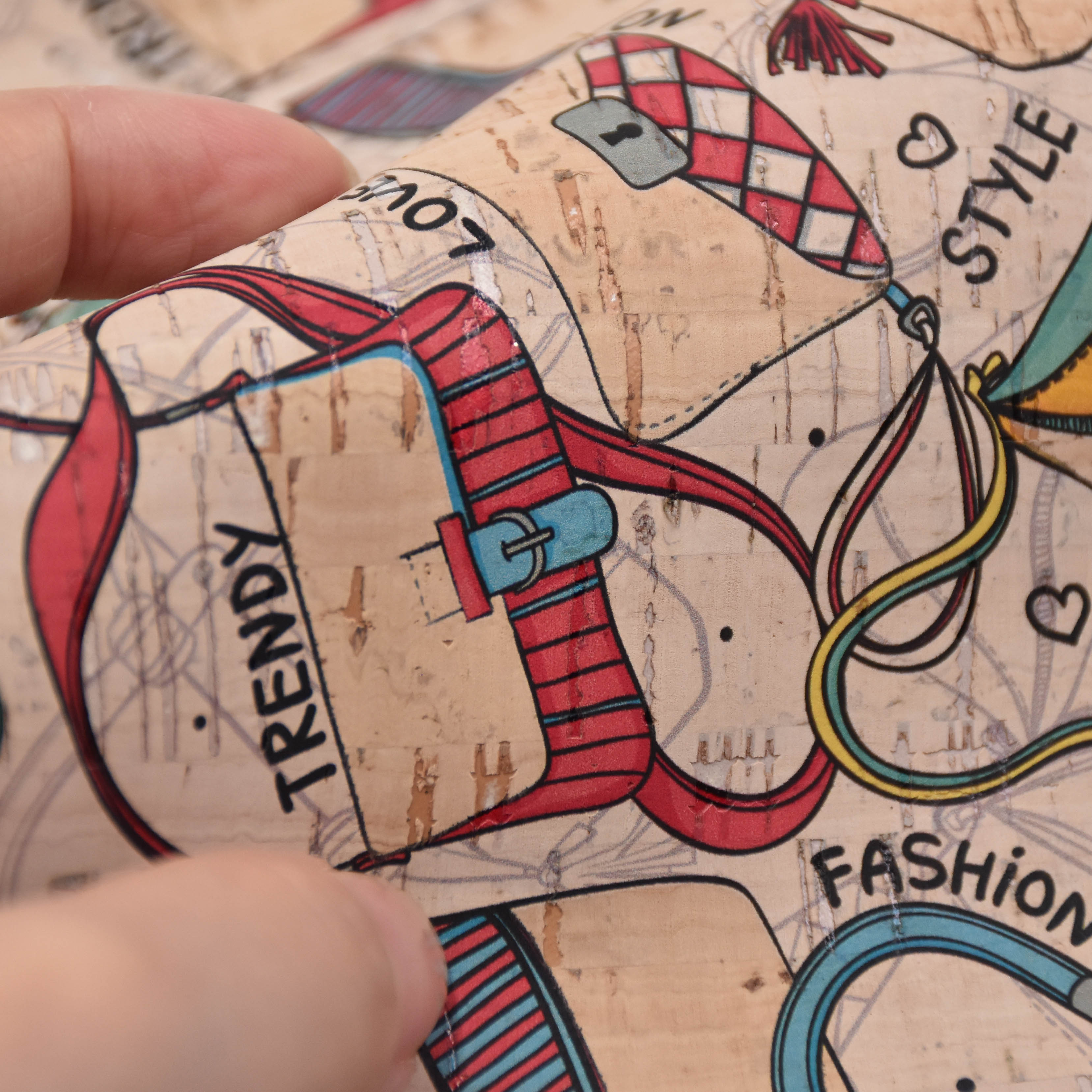 Printed pattern CORK PU LEATHER FOR shoes