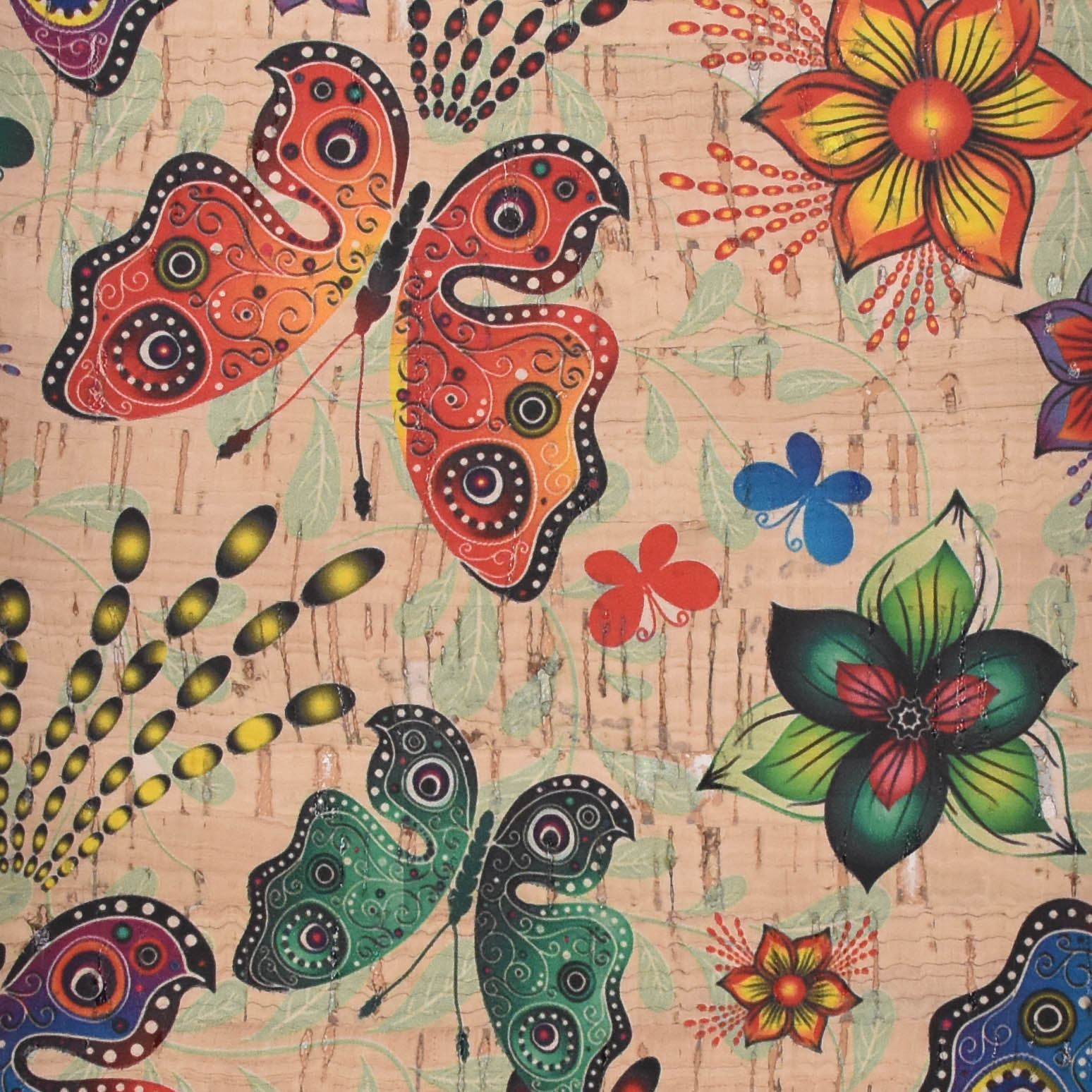 Printed pattern CORK PU LEATHER FOR shoes