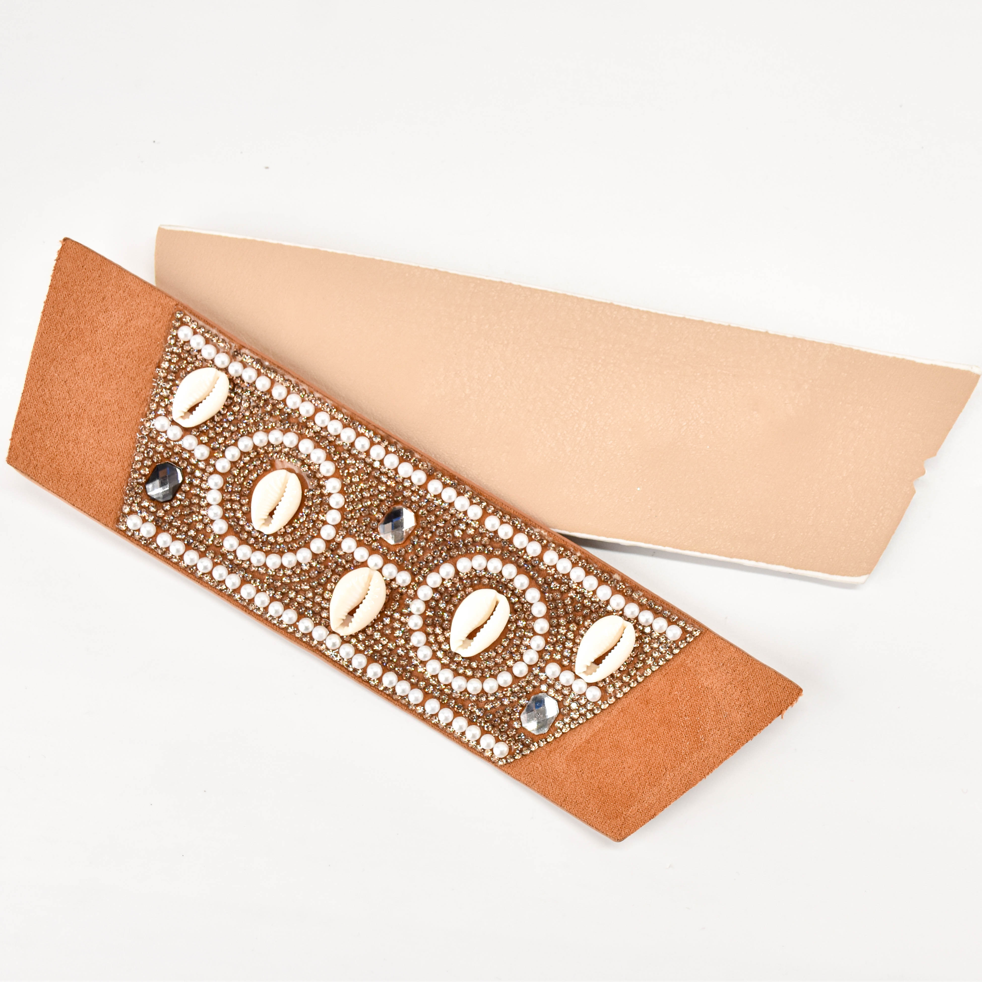 wholesale Ladies Shoe Upper PU Leather Pearl Shell Sandals Upper Vamp 