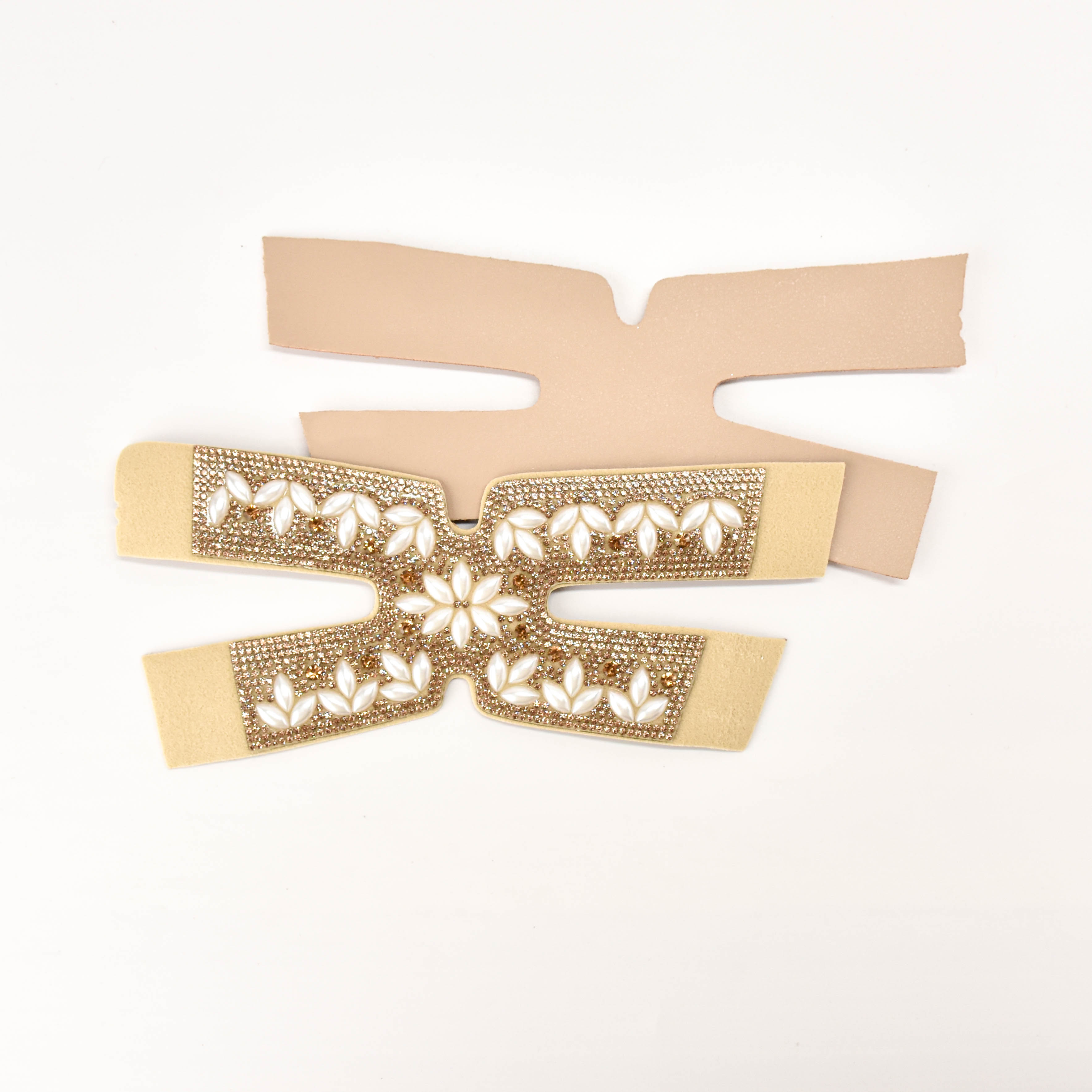 wholesale Ladies Shoe Upper PU Leather Diamond pearl Sandals Upper Vamp