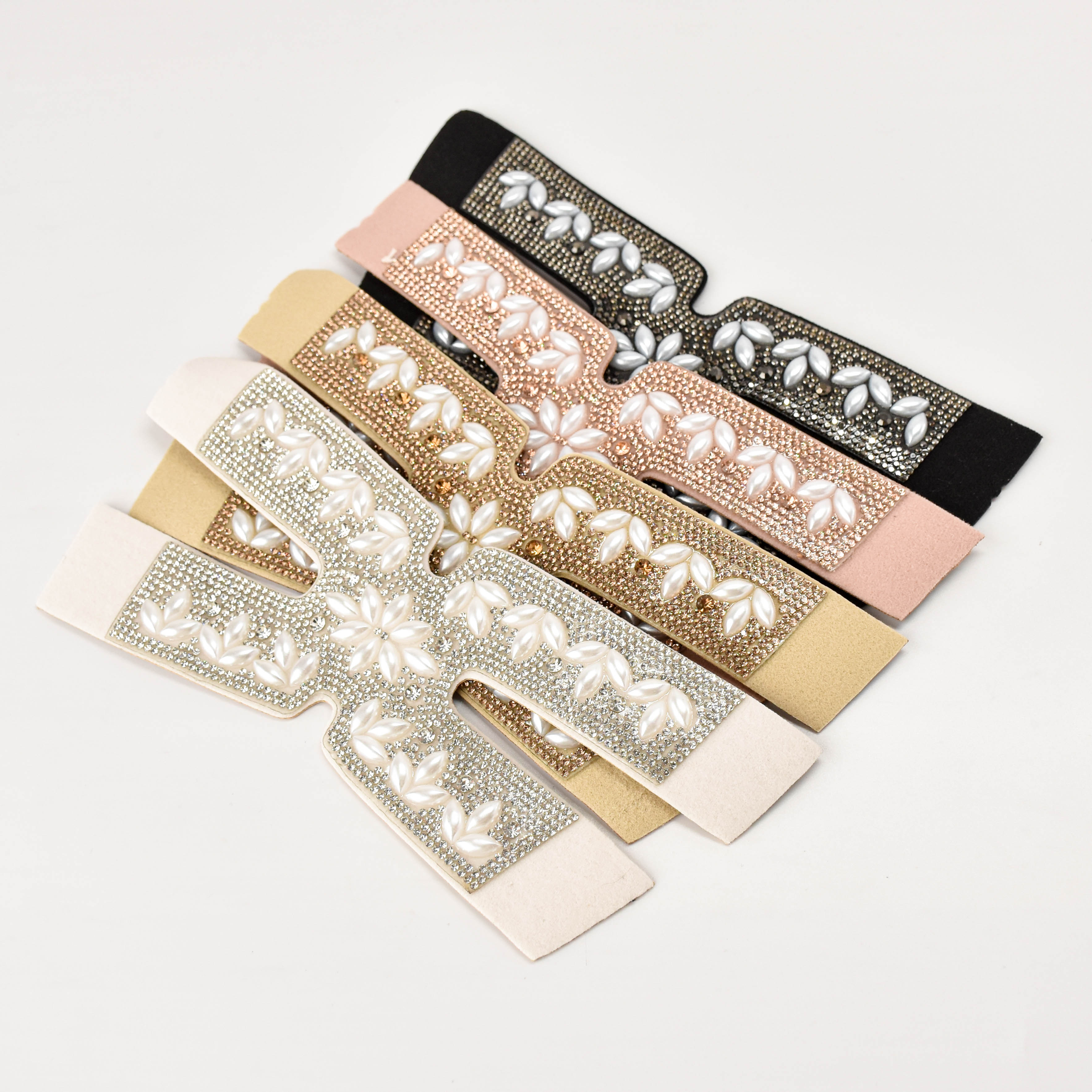 wholesale Ladies Shoe Upper PU Leather Diamond pearl Sandals Upper Vamp