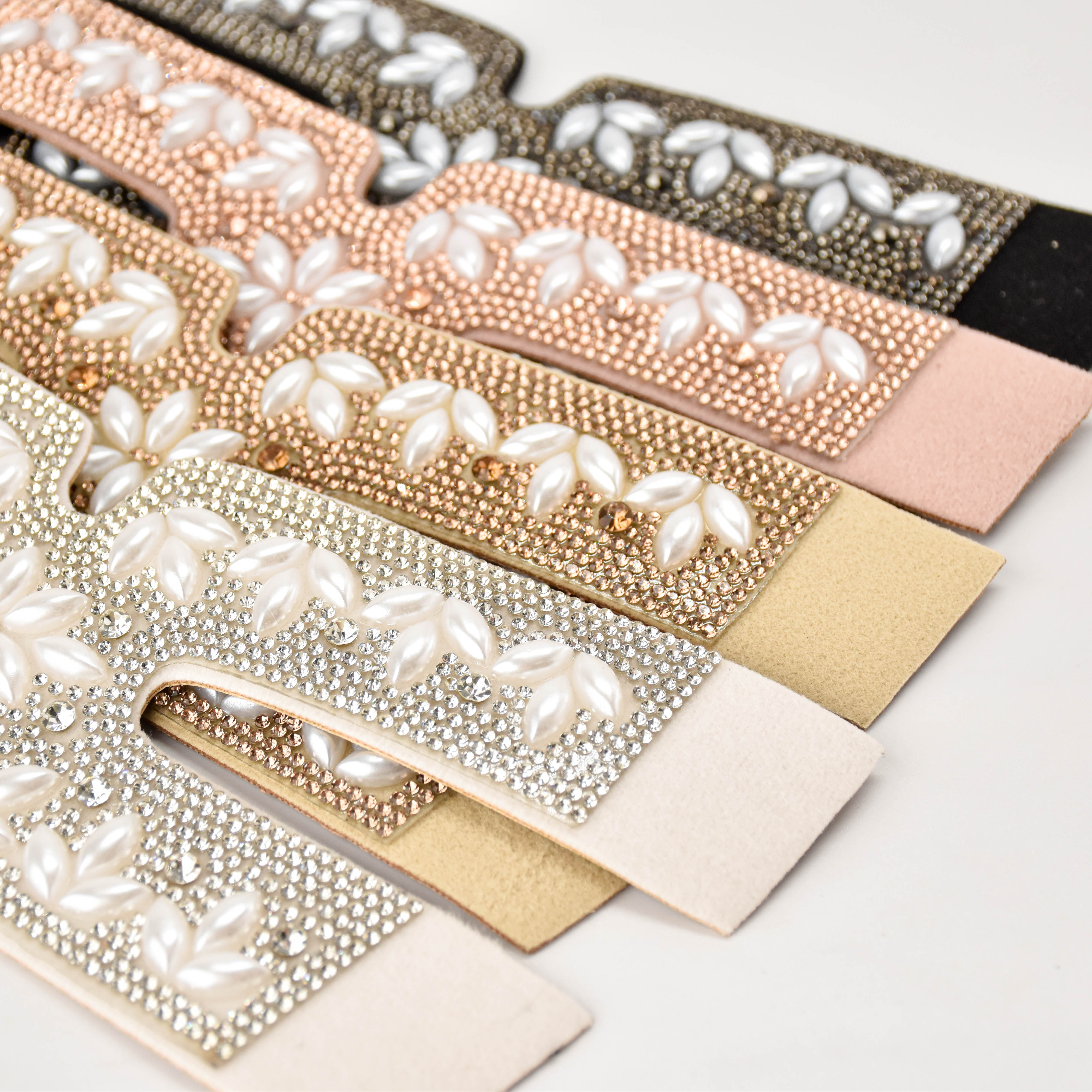 wholesale Ladies Shoe Upper PU Leather Diamond pearl Sandals Upper Vamp