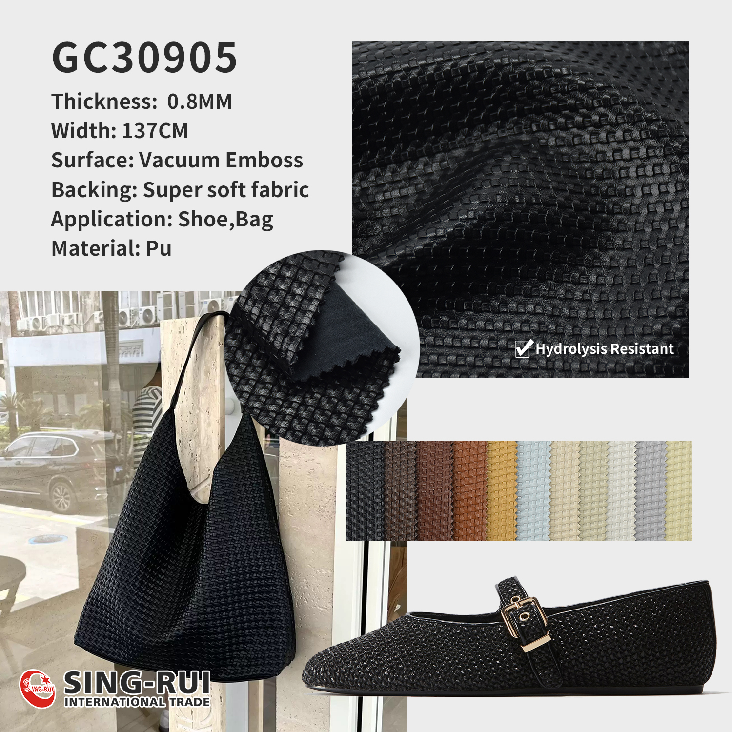 Artificial pu leather Soft touch Vacuum Emboss yntheticLeather Fabric For Bag/shoes