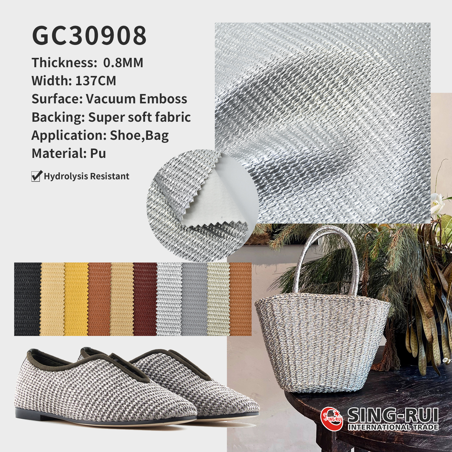 Artificial pu leather Soft touch Vacuum Emboss yntheticLeather Fabric For Bag/shoes