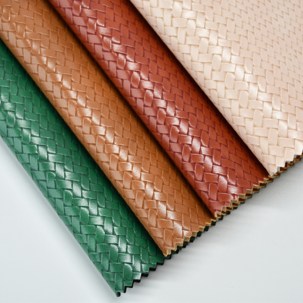  Imitation woven Vacuum Emboss Artificial PVC leather for bag