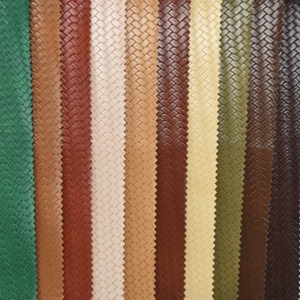  Imitation woven Vacuum Emboss Artificial PVC leather for bag