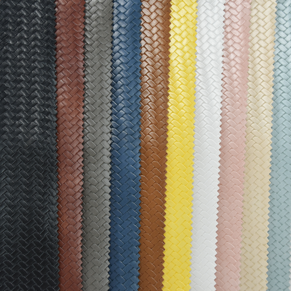  Imitation woven Vacuum Emboss Artificial PVC leather for bag
