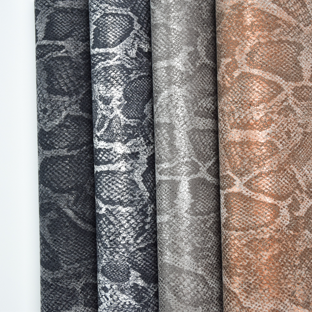 wholesale faux leather fabric Snake pattern Yanbuck pu leather for shoe