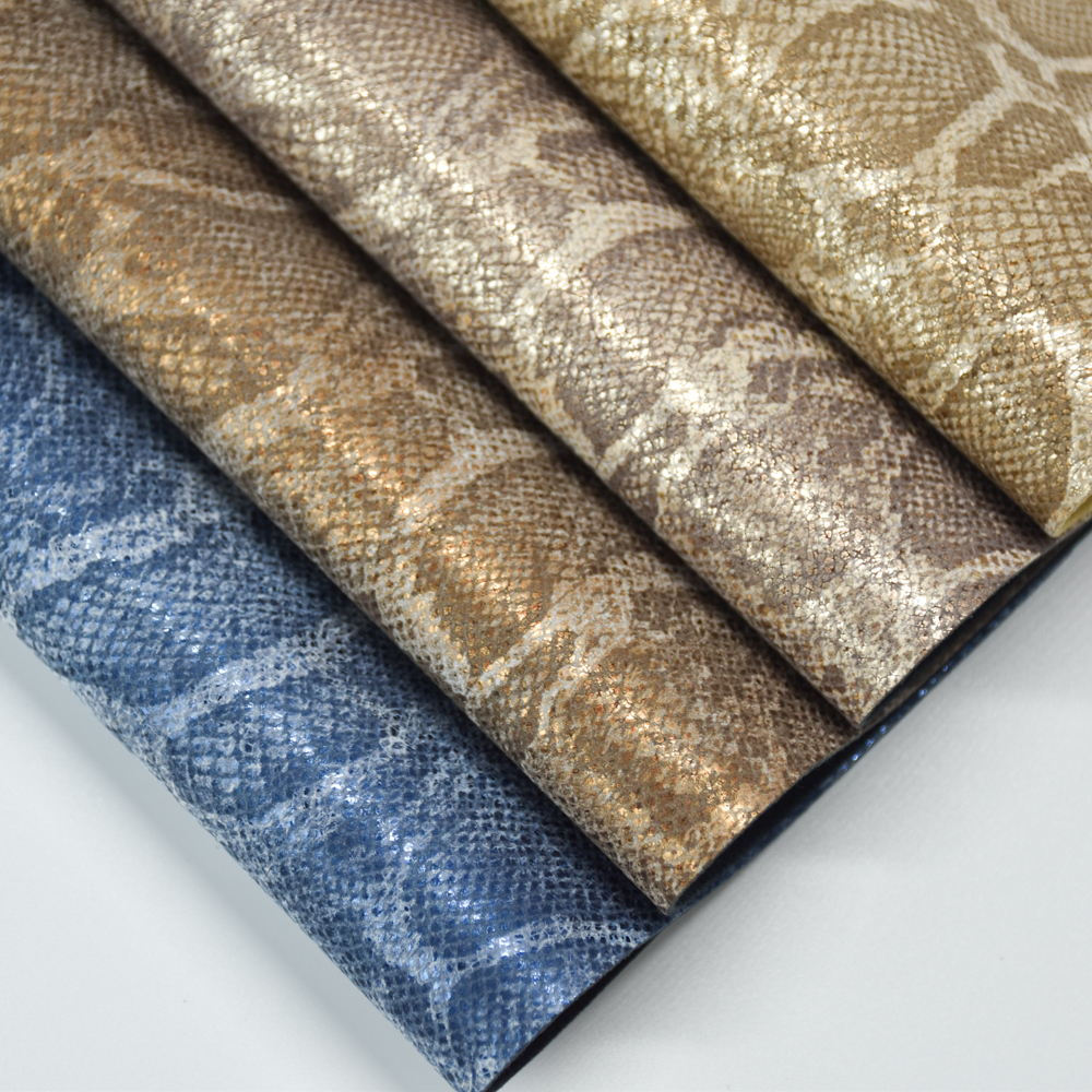 wholesale faux leather fabric Snake pattern Yanbuck pu leather for shoe