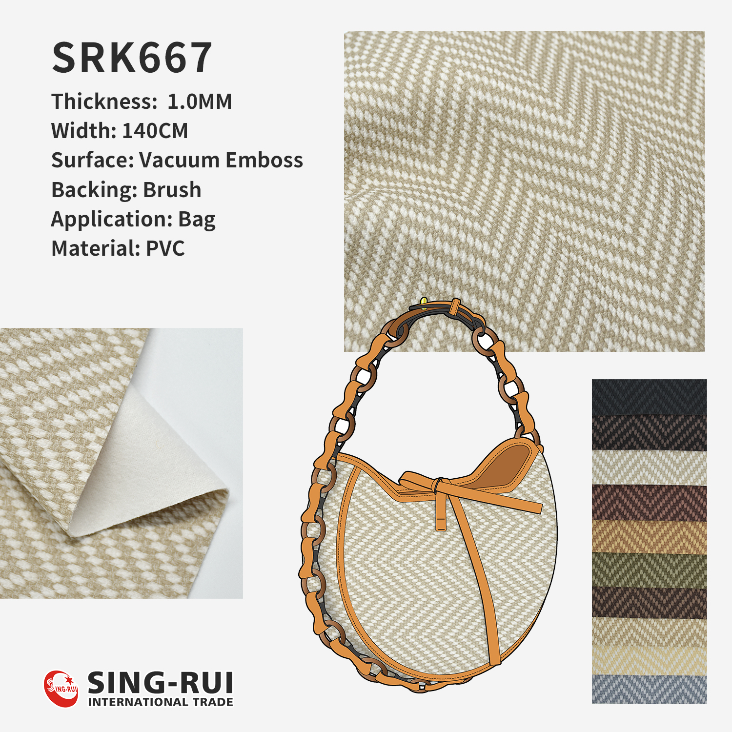 wholesale faux leather fabric Pattern PVC Leather for bag