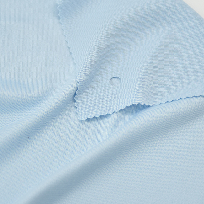 Light Blue 150GSM Ribbed Elastane Fabric | 75% Nylon 25% Spandex For Sportswear